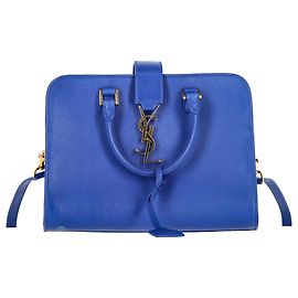 Sac Cabas Baby Monogram Saint Laurent en cuir bleu Bleu