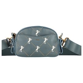 Chloé Cloudy Umhängetasche aus blauer Leder mit gesticktem Pferd Blau