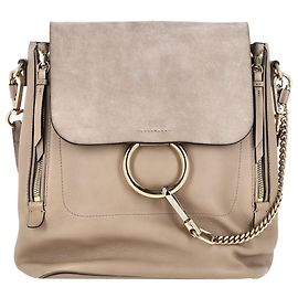Zaino Chloé Faye in pelle e suede beige Beige