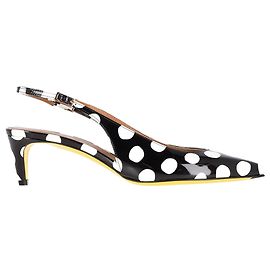 Marni 55mm Polka Dot Slingback Pumps in Black Patent Leather Black