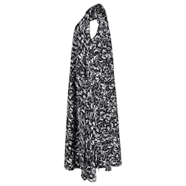 Balenciaga-Balenciaga Printed Midi Length Tent Dress in Black Silk-Black