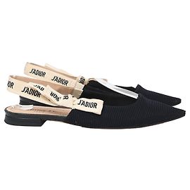 Dior J'Adior Pointed Slingback Ballet Flats in Black Polyester Black