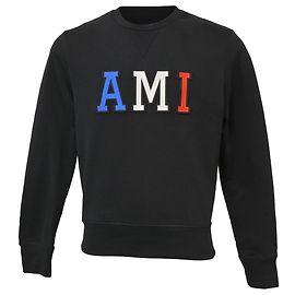 Suéter Crewneck em Algodão Preto com Patch Logo Ami Preto
