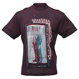 Prada- Prada Graphic Print Round Neck T-Shirt in Burgundy Cotton-Red,Dark red