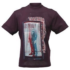 T-shirt à col rond en coton bordeaux avec imprimé graphique Prada Rouge Bordeaux