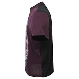 Prada- Prada Graphic Print Round Neck T-Shirt in Burgundy Cotton-Red,Dark red