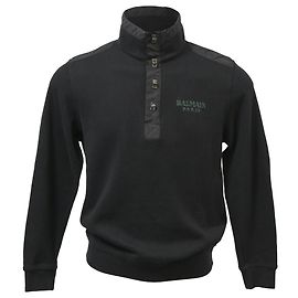 Suéter de lã preta com logo Balmain e botões torcidos Preto