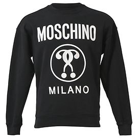 Schwarzer Baumwollpullover mit Moschino Fragezeichen-Print Schwarz