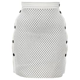 Dior- Christian Dior Knitted Mini Buttoned Skirt in White Cotton-White