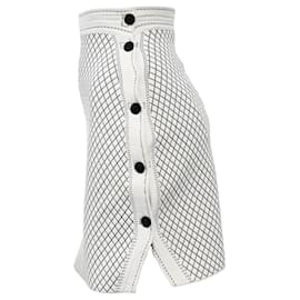 Dior- Christian Dior Knitted Mini Buttoned Skirt in White Cotton-White