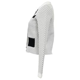Dior-Christian Dior Knitted Button-Down Jacket in White and Black Cotton-White