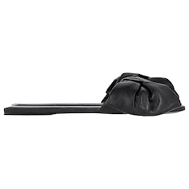 Balenciaga- Balenciaga Bow-Embellished Slip-on Flat Sandals in Black Leather-Black
