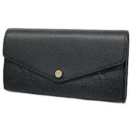 Louis Vuitton-Louis Vuitton Long Wallet Monogram Empreinte Portefeuille Sarah M61182 Noir-Black