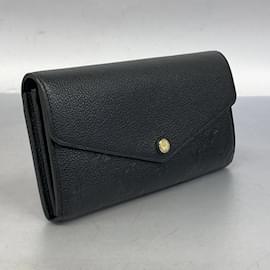 Louis Vuitton-Louis Vuitton Long Wallet Monogram Empreinte Portefeuille Sarah M61182 Noir-Black