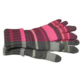 Autre Marque-InWear striped woolen gloves-Brown,Pink,Red,Fuschia