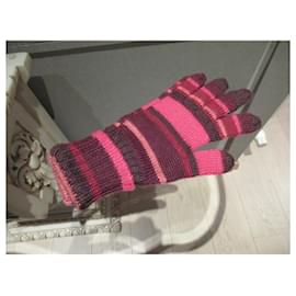 Autre Marque-InWear striped woolen gloves-Brown,Pink,Red,Fuschia