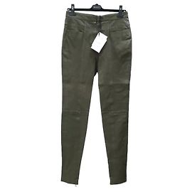 NWT Balmain Khaki Leather Slim Pants Sz.42 Khaki