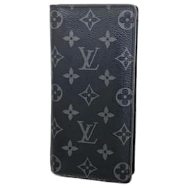 Louis Vuitton-Louis Vuitton Long Wallet Monogram Eclipse Portefeuille Brazza M61697-Black