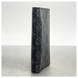 Louis Vuitton-Louis Vuitton Long Wallet Monogram Eclipse Portefeuille Brazza M61697-Black
