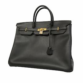 Hermès-Hermes Birkin 40 Handbag in Black Ardennes Leather-Black