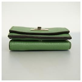 Fendi-Fendi Green Leather Tri-fold Wallet-Green