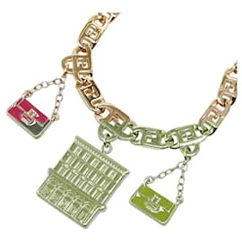 Fendi-Fendi Building Bag Motif Necklace-Pink,Golden,Orange
