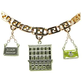Fendi-Fendi Building Bag Motif Necklace-Pink,Golden,Orange