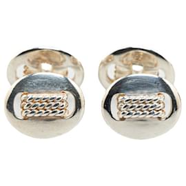 Hermès-Hermes Oval Chain Motif Cufflinks in Silver 925-Other