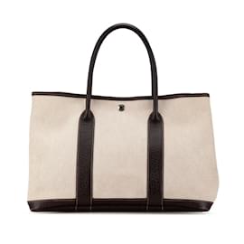 Hermès-Sac Tote PM Hermes Garden-Marron,Autre