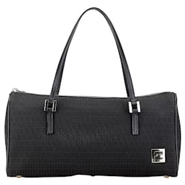 Fendi-Fendi Zucchino Handbag Tote Bag-Black