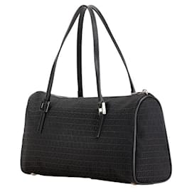 Fendi-Fendi Zucchino Handbag Tote Bag-Black