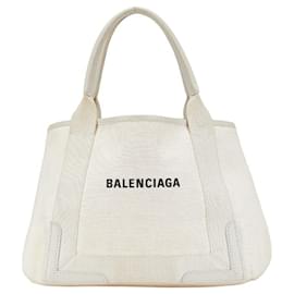 Balenciaga-Balenciaga Navy Cabas Handbag-White