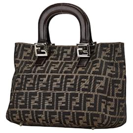 Fendi-Fendi Zucca Tote Bag-Brown,Silvery