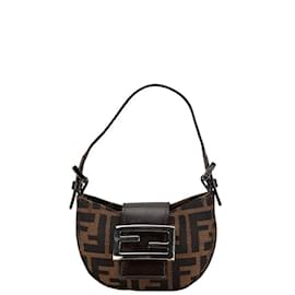 Fendi-Fendi Zucca Croissant Handbag-Brown