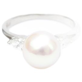 Tasaki Perlen-Diamant-Bandring Silber
