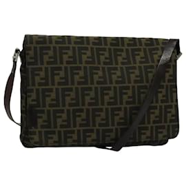 Fendi-FENDI Zucca Canvas Shoulder Bag Brown Auth yk15561-Brown