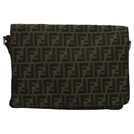 Fendi-FENDI Zucca Canvas Shoulder Bag Brown Auth yk15561-Brown