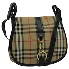 Autre Marque-Burberrys Nova Check Shoulder Bag Canvas Beige Gold Auth 95684-Beige,Golden