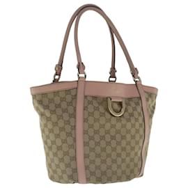 Gucci-GUCCI GG Canvas Tote Bag Beige Gold 211982 Auth 96607-Beige,Golden
