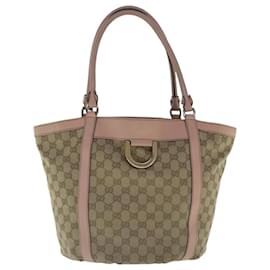 Gucci-GUCCI GG Canvas Tote Bag Beige Gold 211982 Auth 96607-Beige,Golden