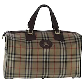 Autre Marque-Burberrys Nova Check Boston Bag Canvas Beige Auth bs19159-Beige