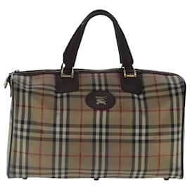 Autre Marque-Burberrys Nova Check Boston Bag Canvas Beige Auth bs19159-Beige
