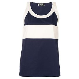 Top de algodón azul y blanco de Chanel Blanco Azul Arena