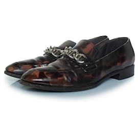 Autre Marque-Prada, Tortoise printed chain loafers-Brown