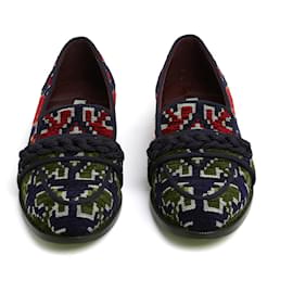 Aquazzura-Aquazzura Moccasins EU38 Burgundy Navy Martin Loafers UK5 US7.5-Dark red,Navy blue