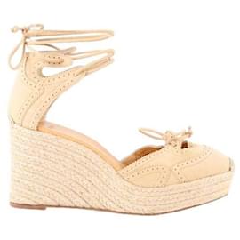 Hermès-Suede Wedge Heels-Beige