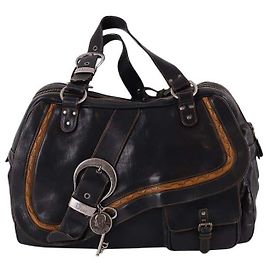 Dior Gaucho-Lederhandtasche Schwarz