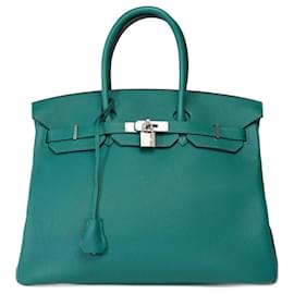 Hermès-Sac HERMES Birkin 35 en Cuir Vert - 102225-Vert