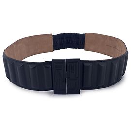 Fendi Cinto largo de couro preto com fivela elástica e logo, tamanho 85/34 Preto