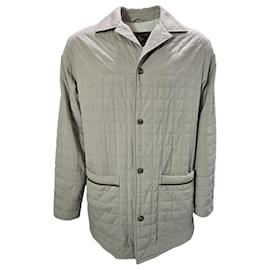 Loro Piana- Loro Piana Quilted Collared Button-Down Jacket in Beige Polyamide-Beige